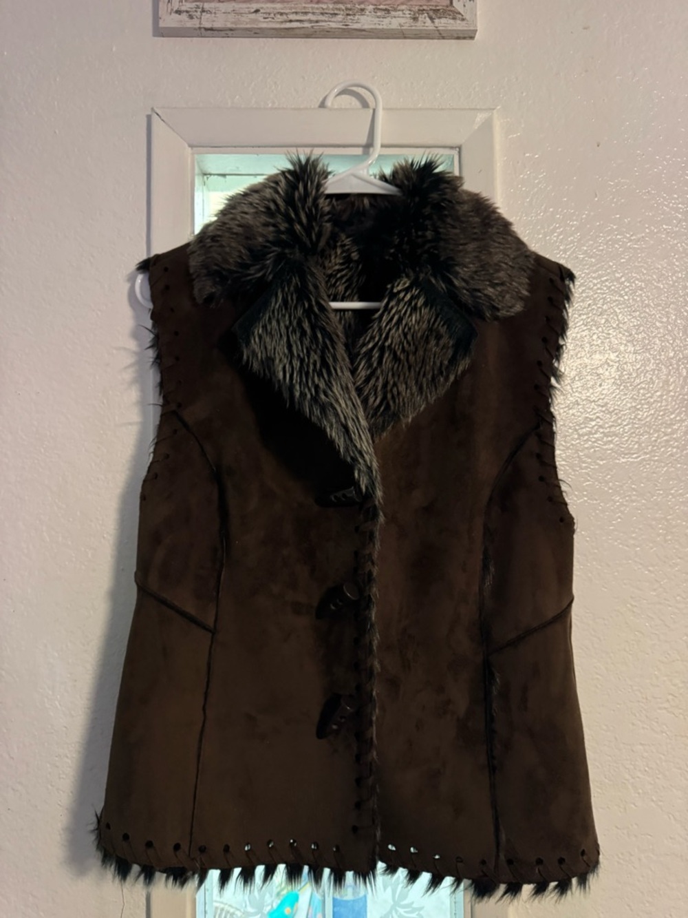 Vintage Scully Faux Fur/Leather Vest Women's